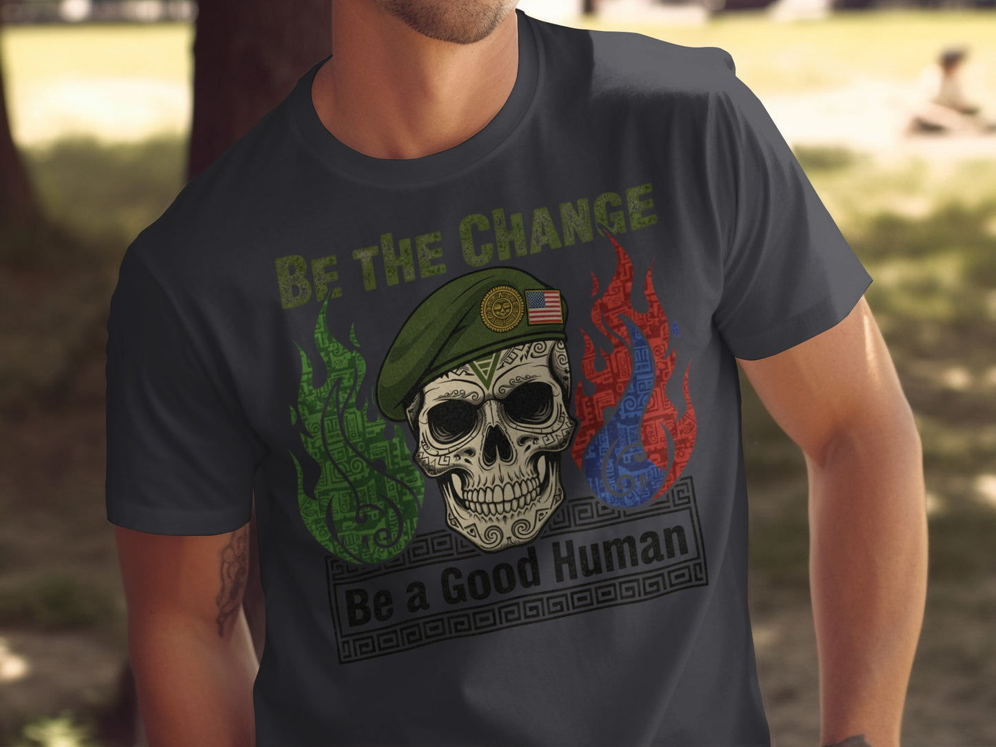 Be The Change Be a Good Human Skull T-shirt