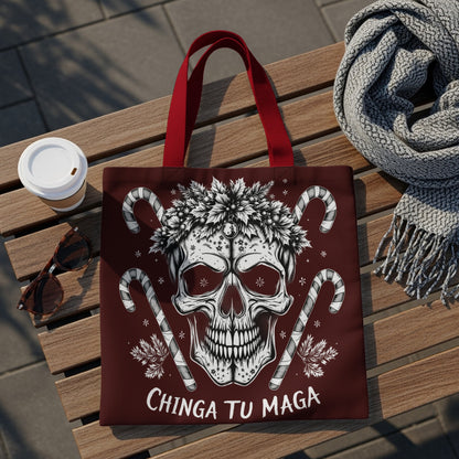 Chinga Tu Maga Candy Skull Design Tote Bag