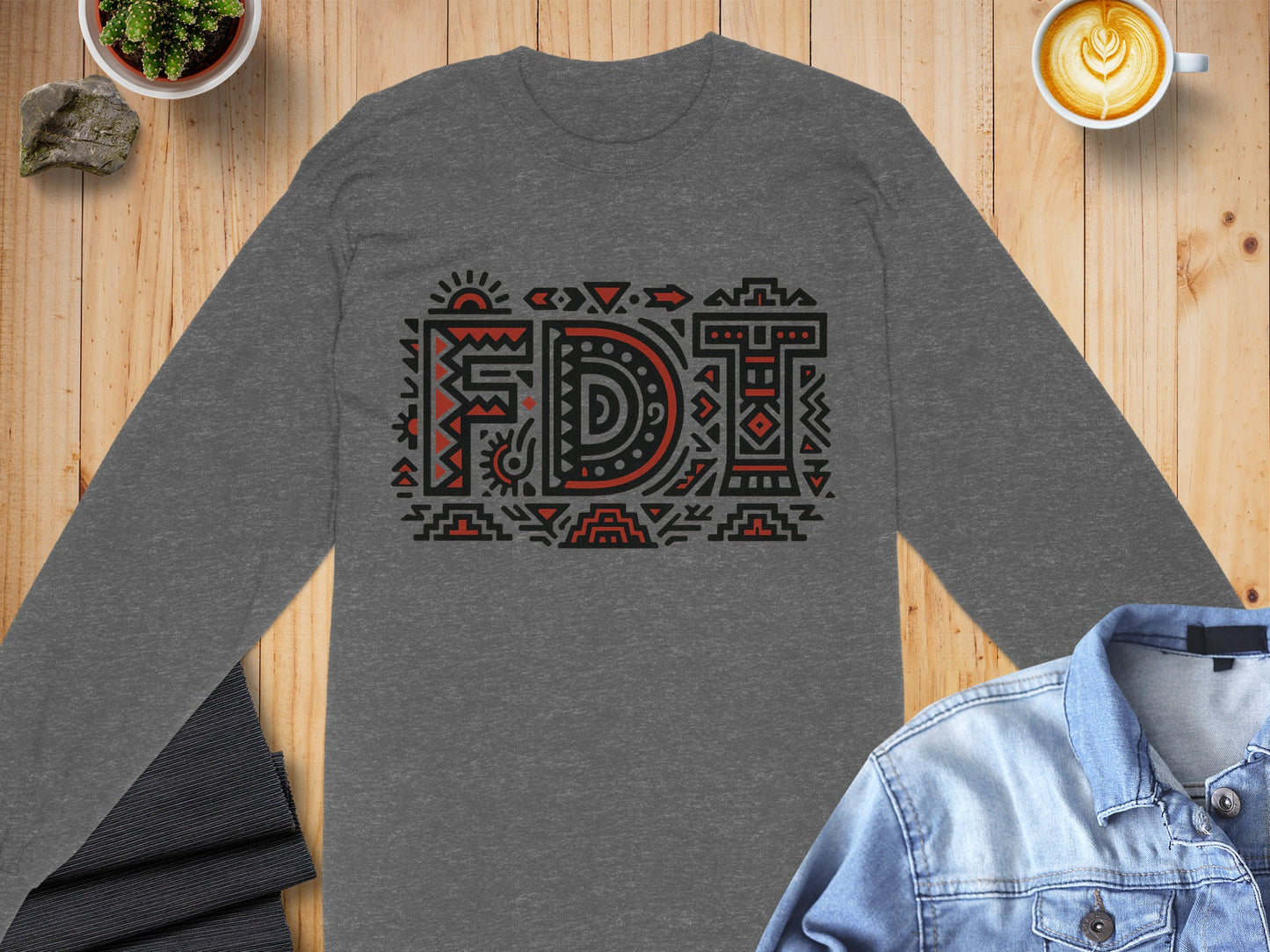 FDT Bold Intricate Design Graphic Long Sleeve Shirt