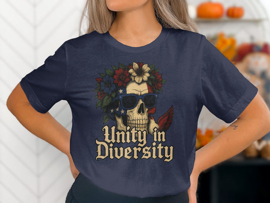 Unity in Diversity Skull with Flowers T-shirt