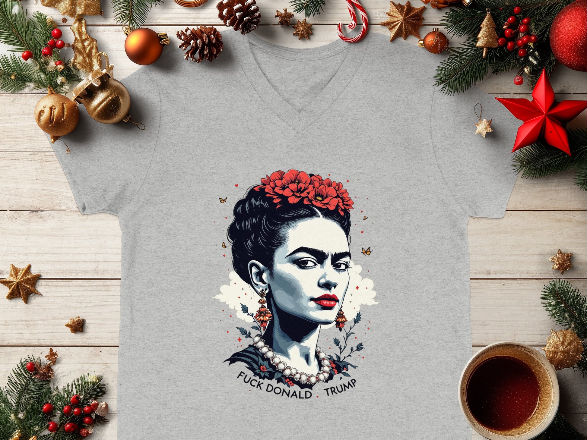 Artistic V-Neck Shirt Featuring Unique Graffiti Design