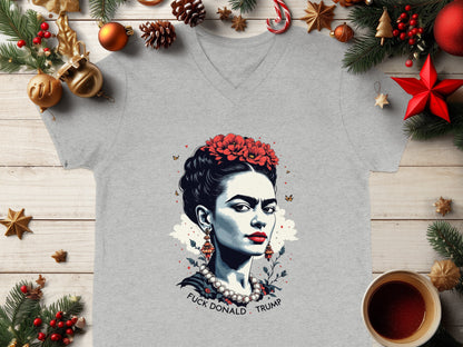 Artistic V-Neck Shirt Featuring Unique Graffiti Design