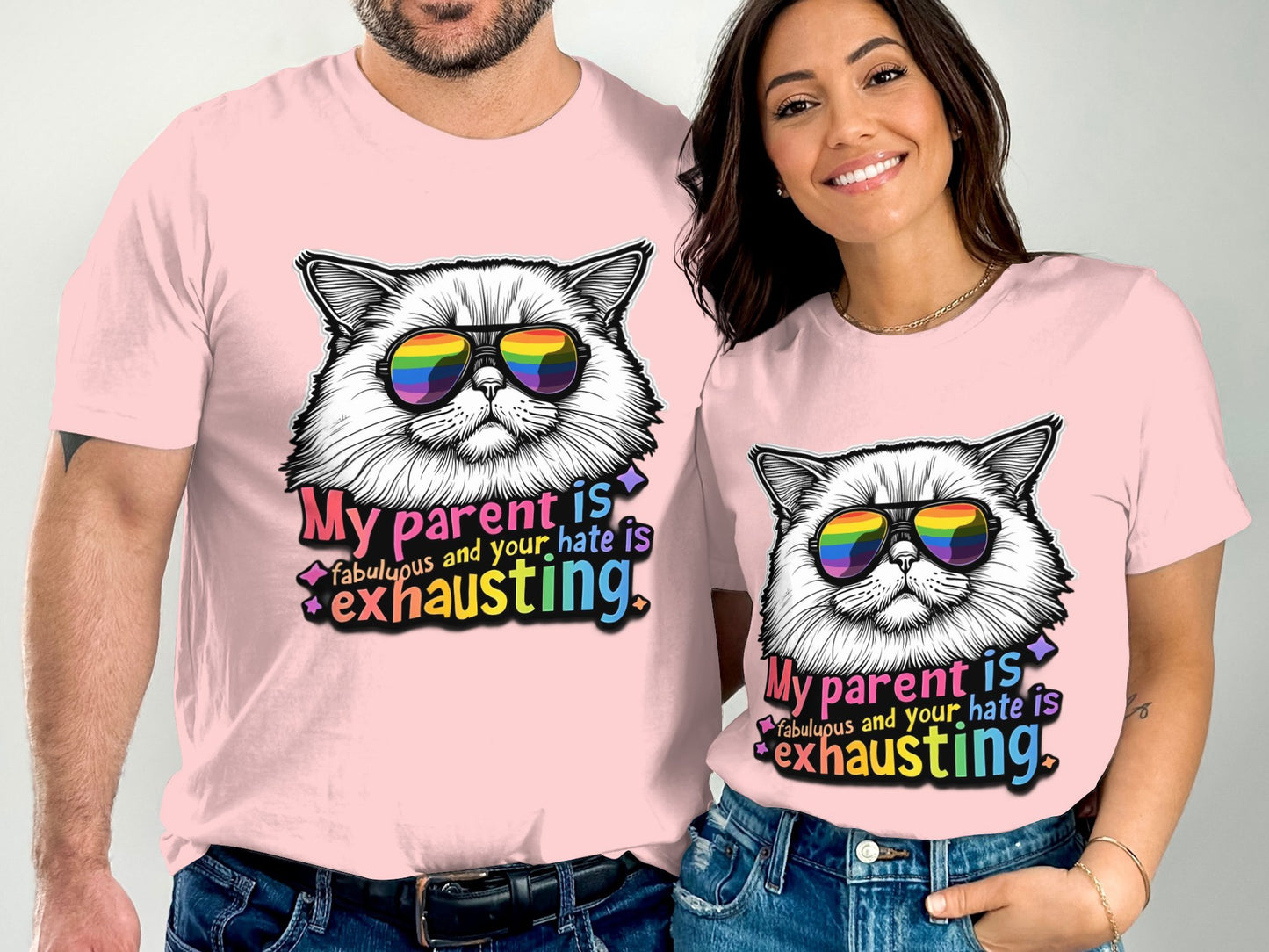 Fabulous Cat With Rainbow Sunglasses Graphic Shirt product type