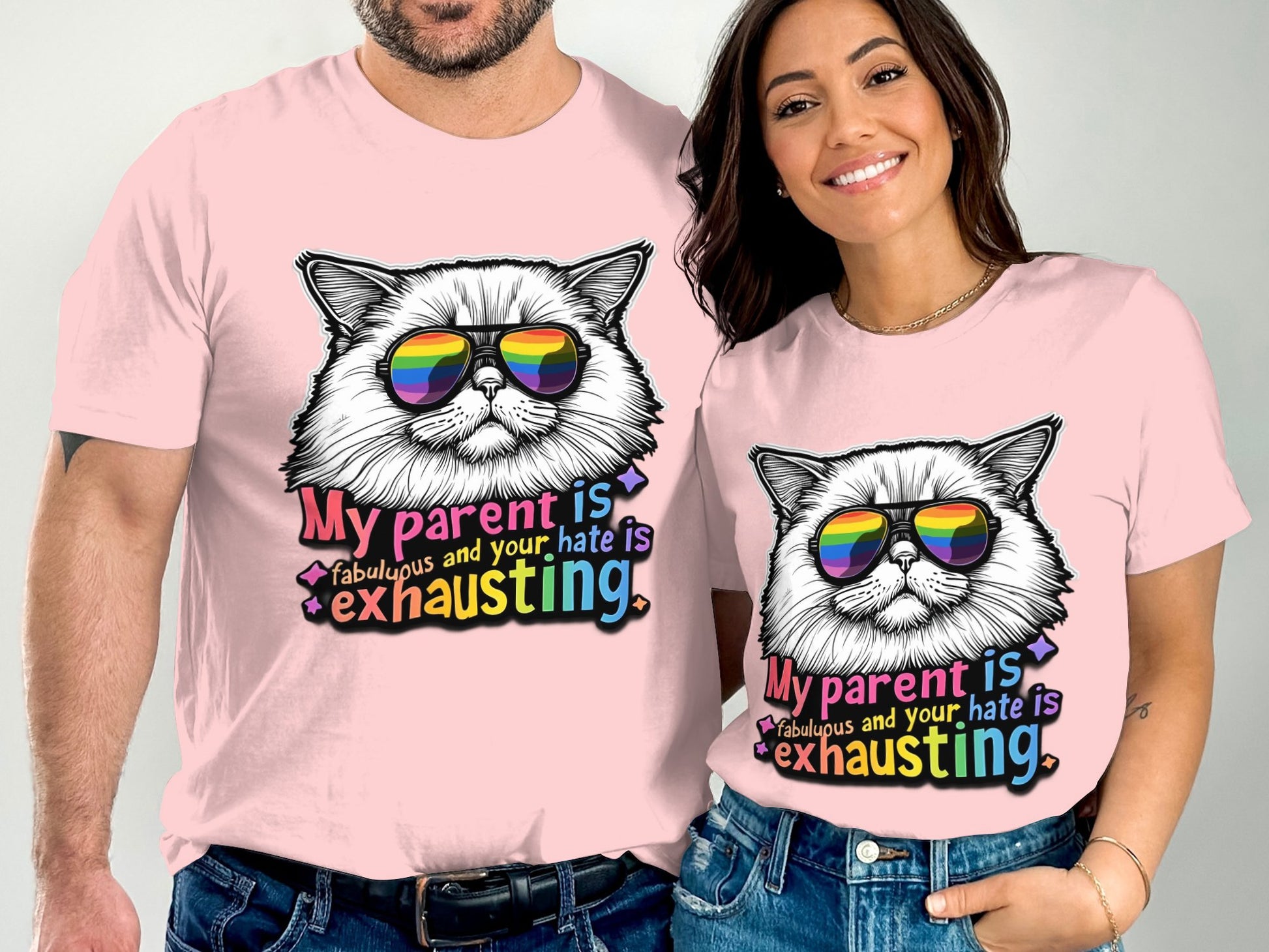 Fabulous Cat With Rainbow Sunglasses Graphic Shirt product type