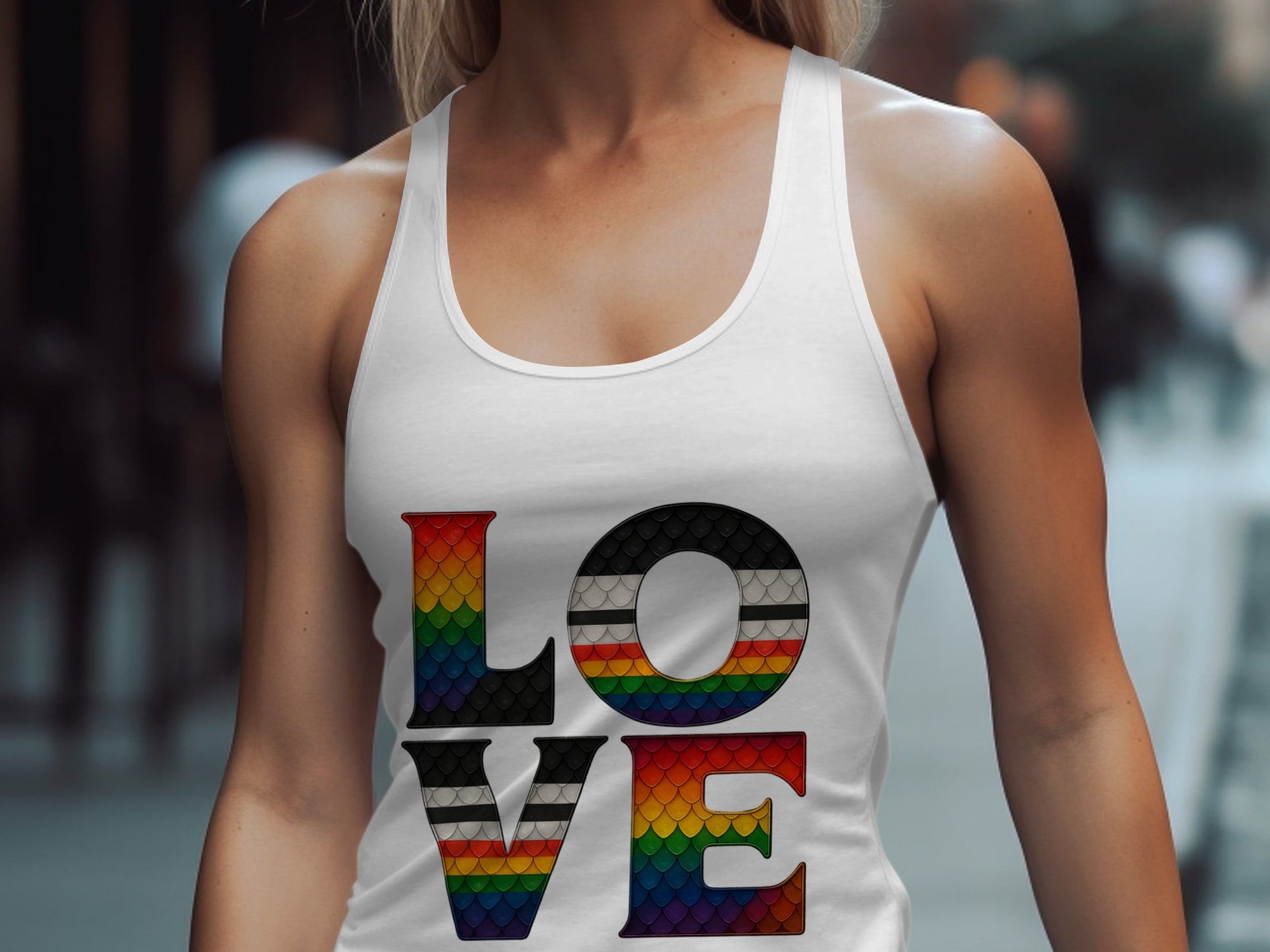 Love Graphic Tank Top with Rainbow Design product type