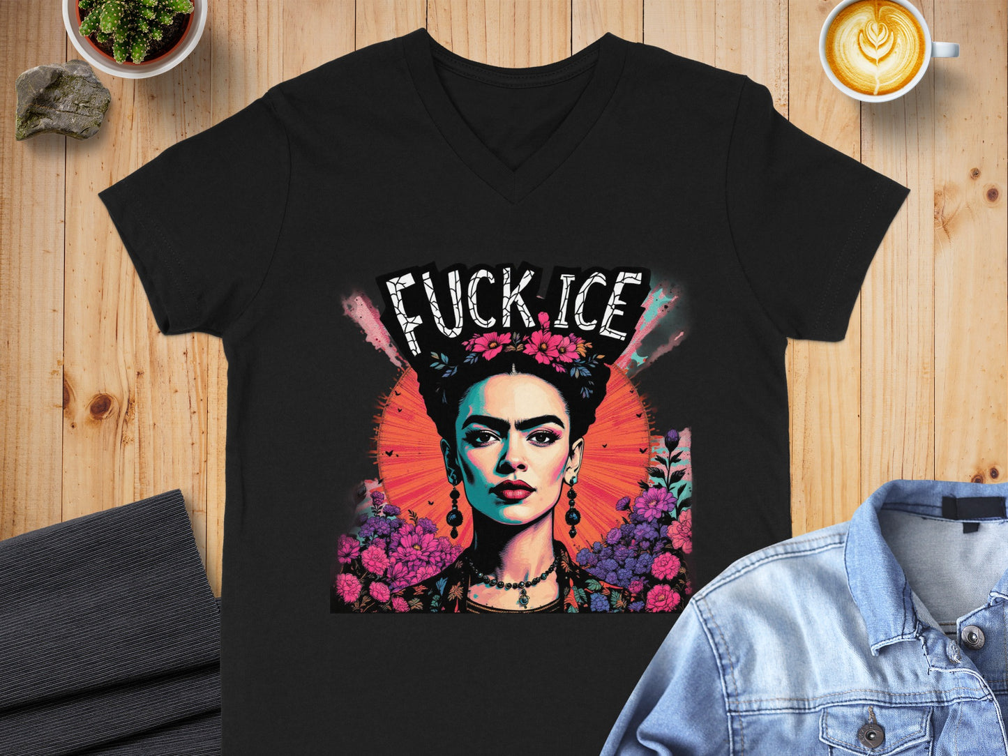 FUCK ICE Unique Graphic T-Shirt with Vivid Frida Design