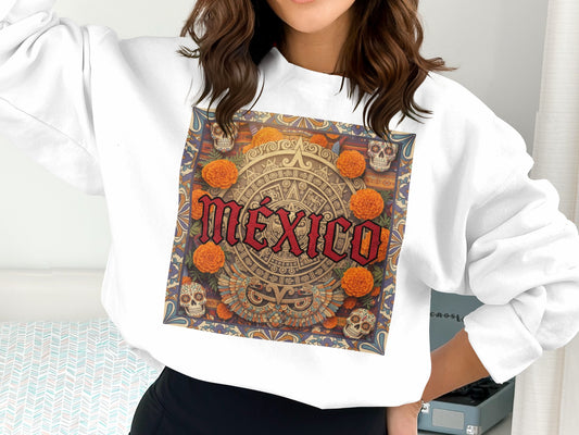 Vibrant Mexico Aztec Design White Sweatshirt product