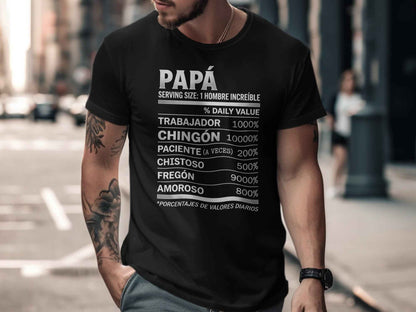 Dia de los Padres: Papa Humor Facts Tee Chingón Papá Daily Values Premium Tee