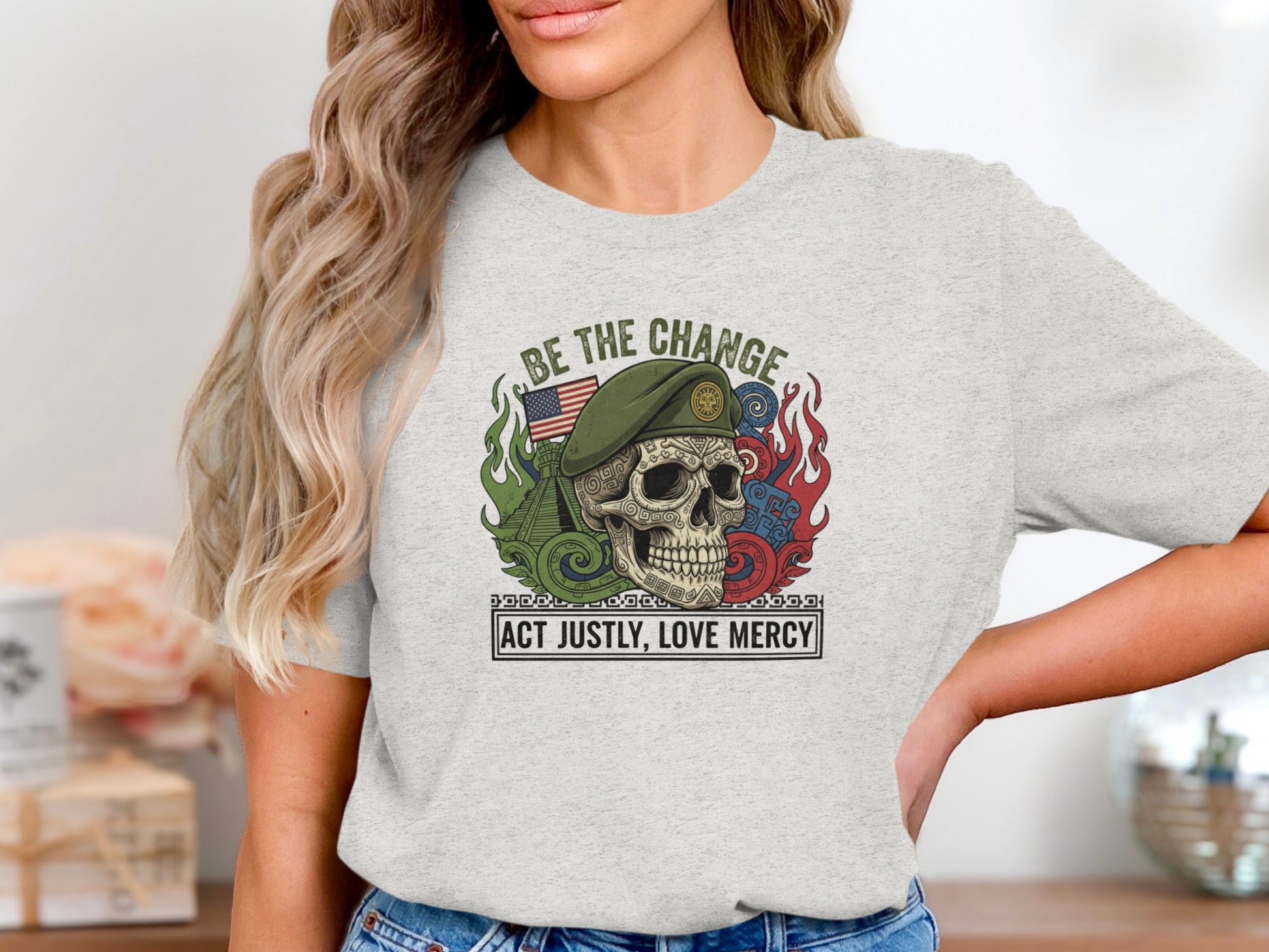 Be the Change Act Justly Love Mercy Skull Shirt