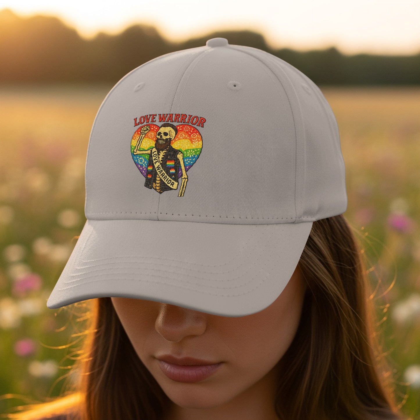 Love Warrior Rainbow Skull Design Cap product type