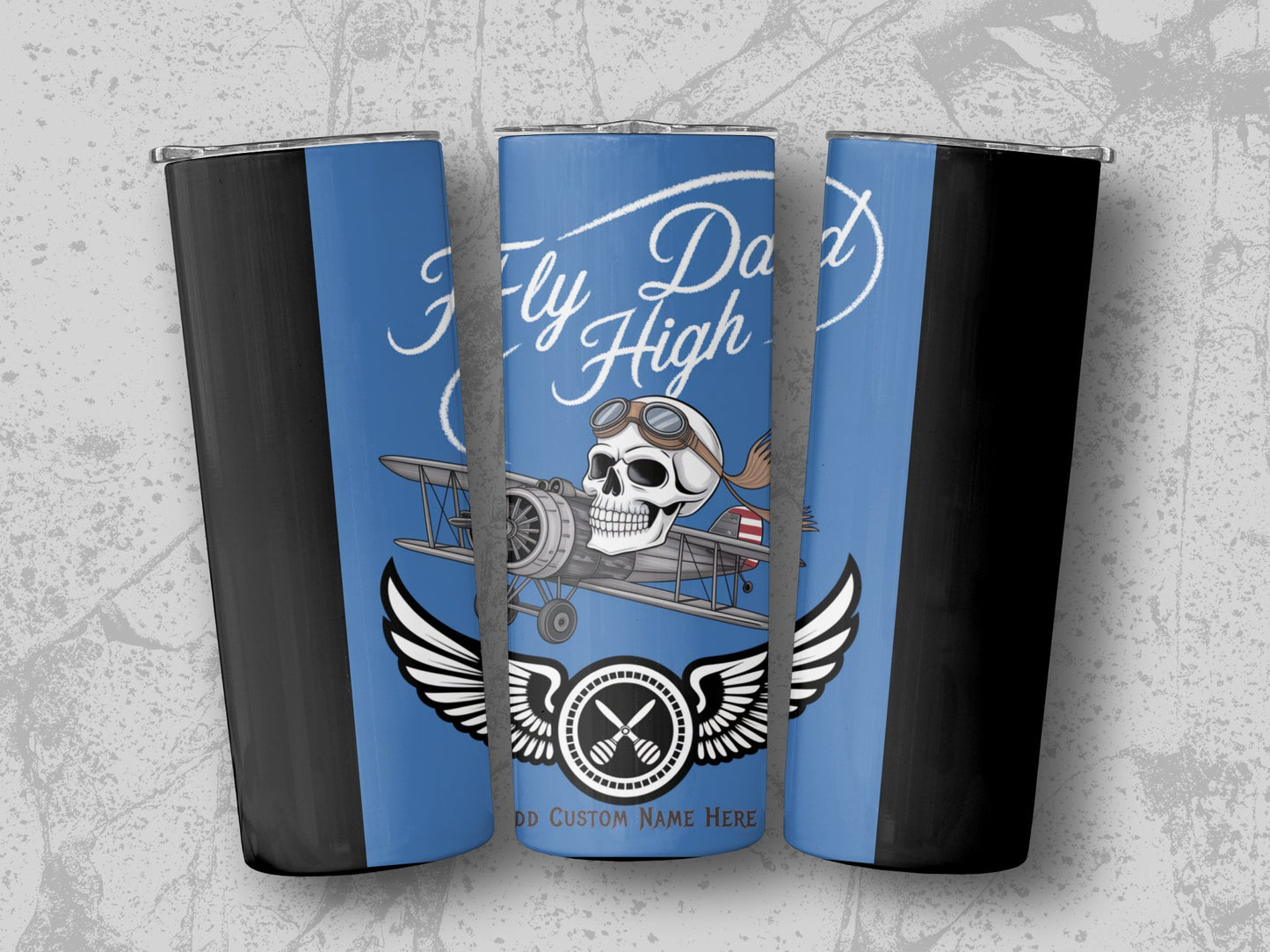 Fly Dad High Design Blue and Black Tumbler Product