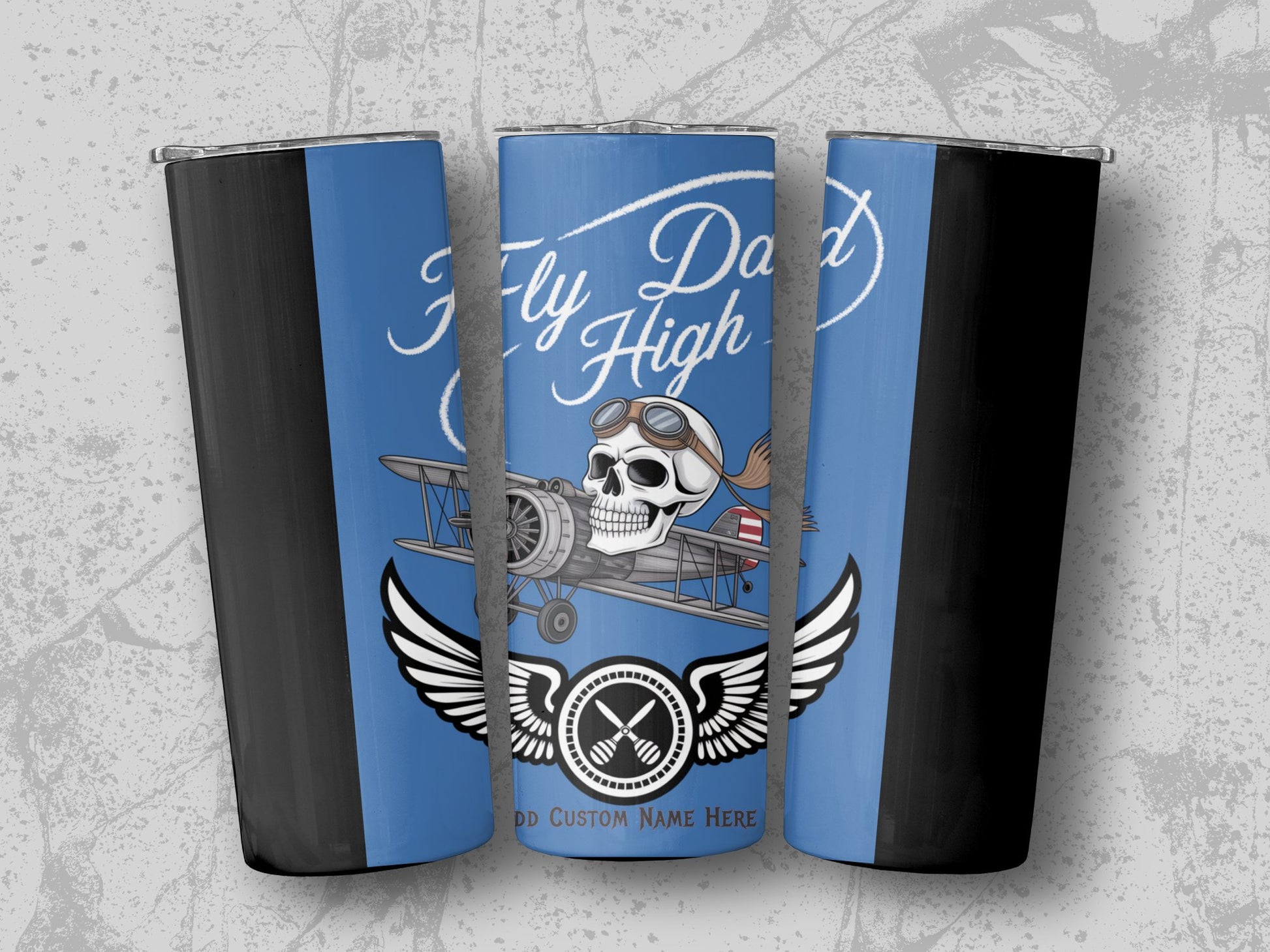 Fly Dad High Design Blue and Black Tumbler Product