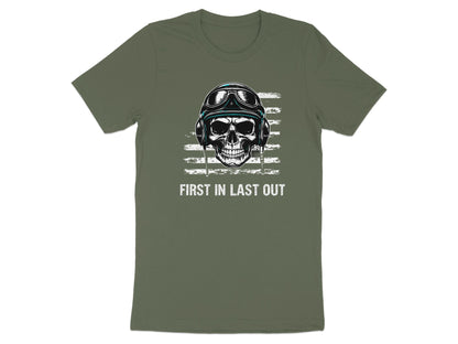 Skull with Goggles First In Last Out Graphic T-Shirt