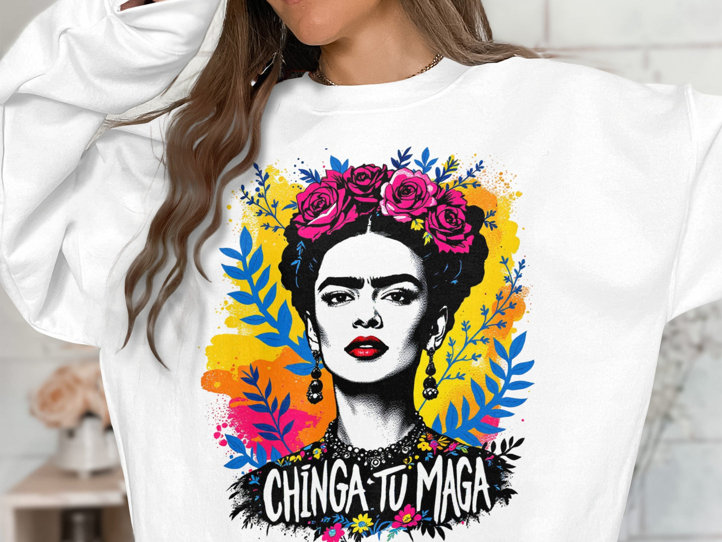 Colorful Frida Kahlo Art Sweatshirt Statement Product