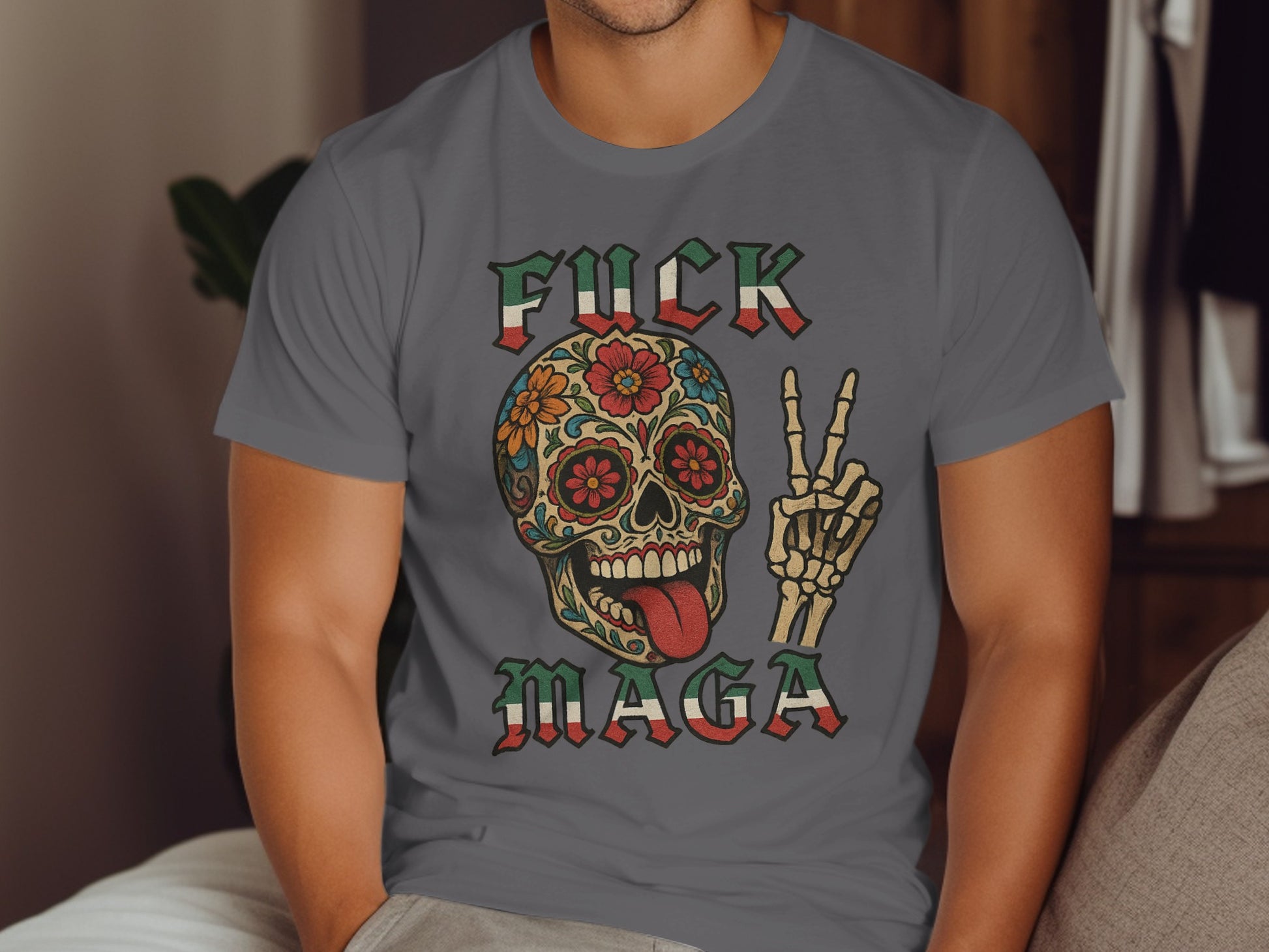 Skeleton Peace Skull Fuck Maga T-shirt product type