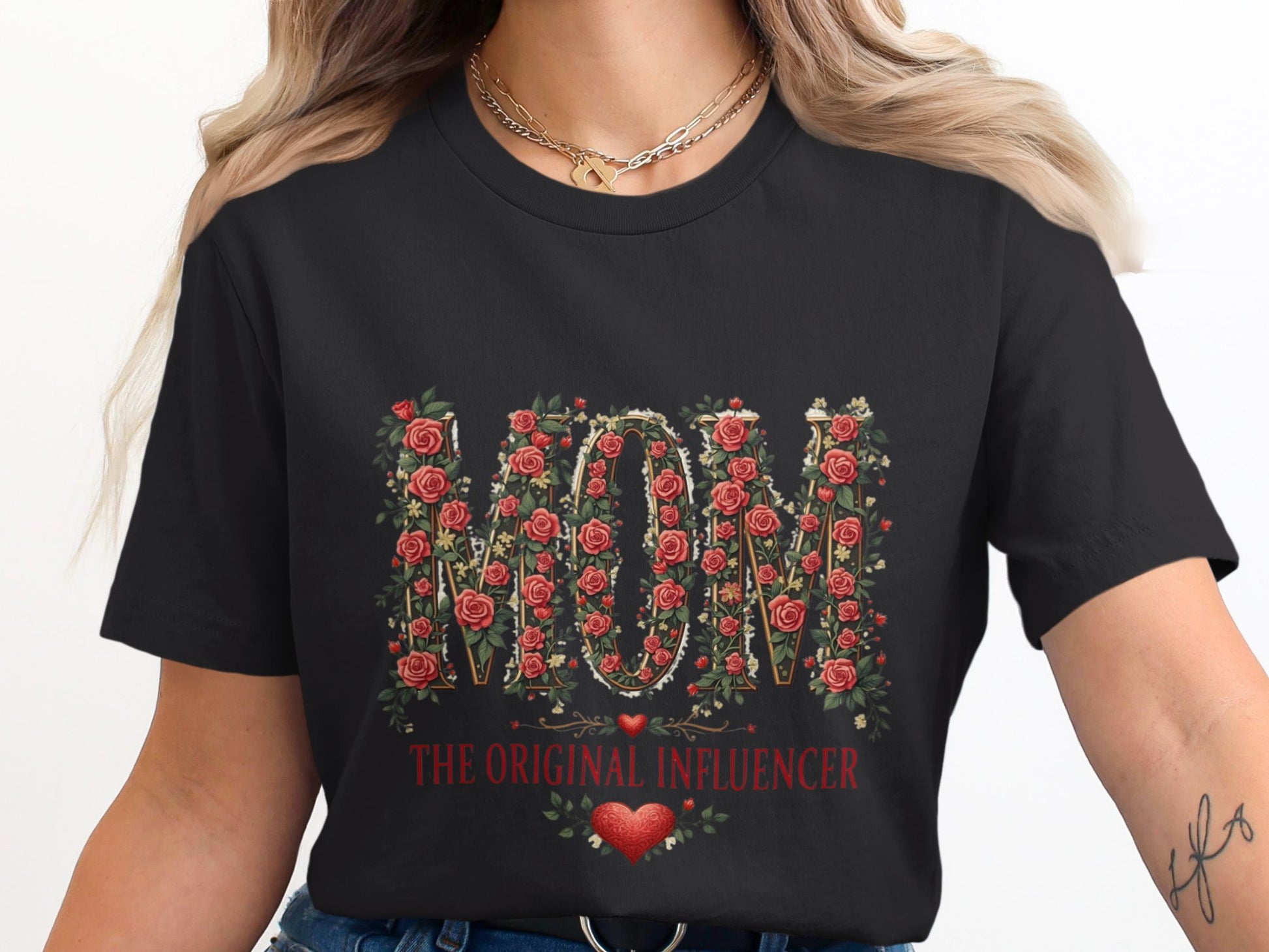 Original Influencer Mom Rose Design Graphic T-Shirt product