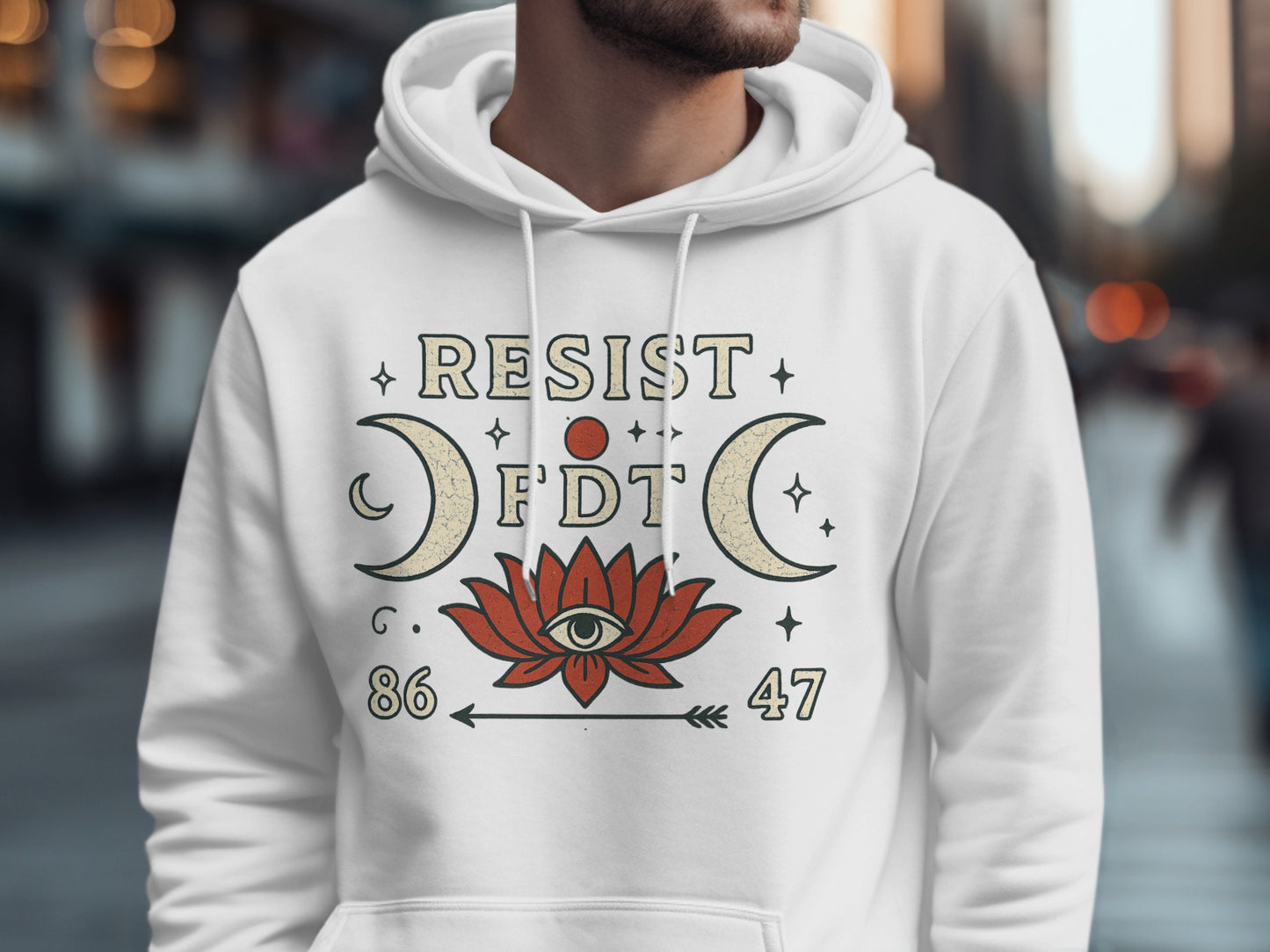 Resist FDT Eye Crescent Moon Design Hoodie product