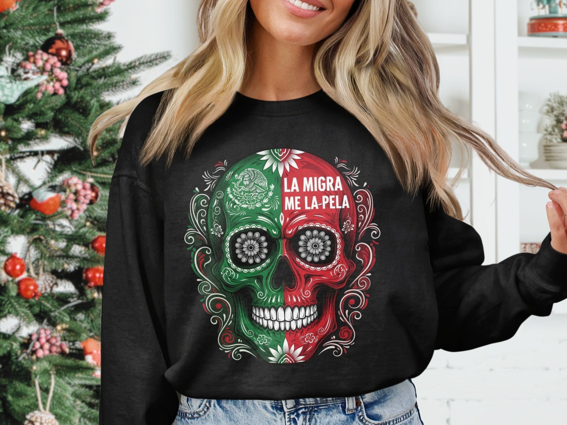 Festive Day of the Dead Skull Themed Sweatshirt product type