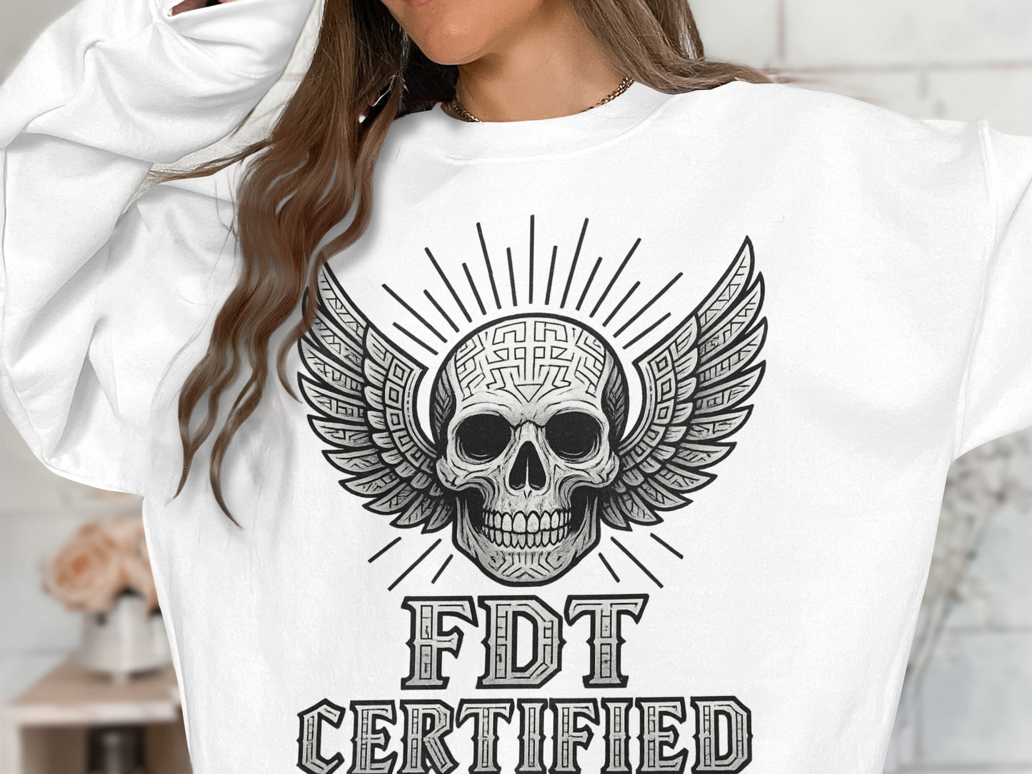 FDT Certified Skull With Wings Streetwear Pullover
