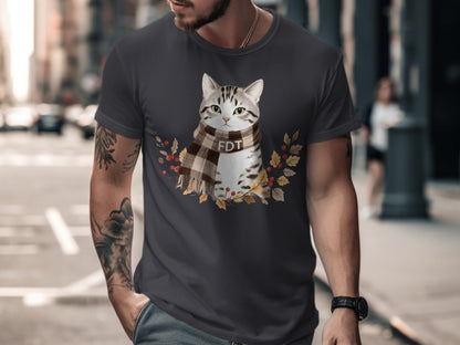 Cute Cat With FDT Scarf Design T-Shirt Product