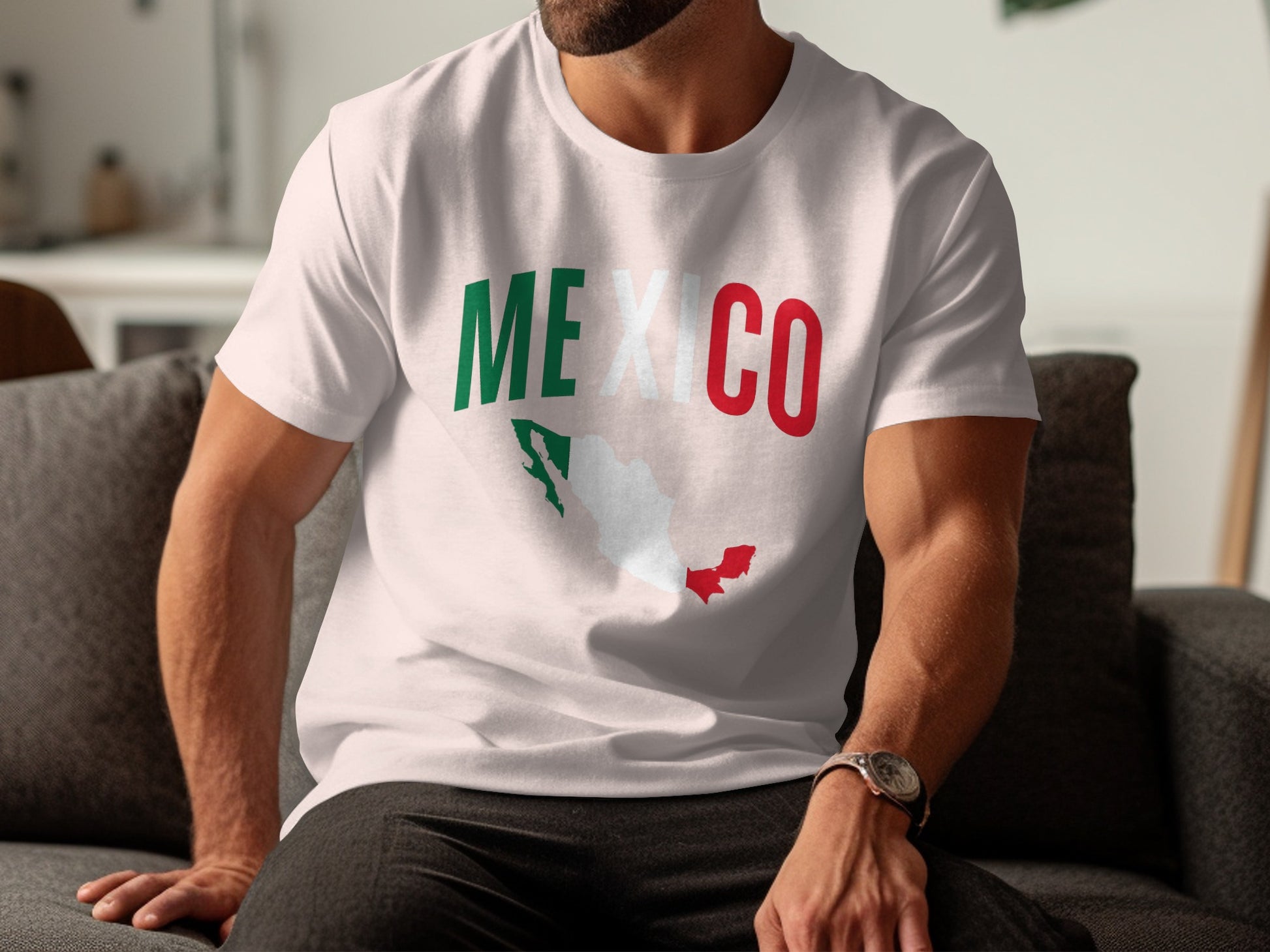 Mexico Map Tee with Flag Colors design product type