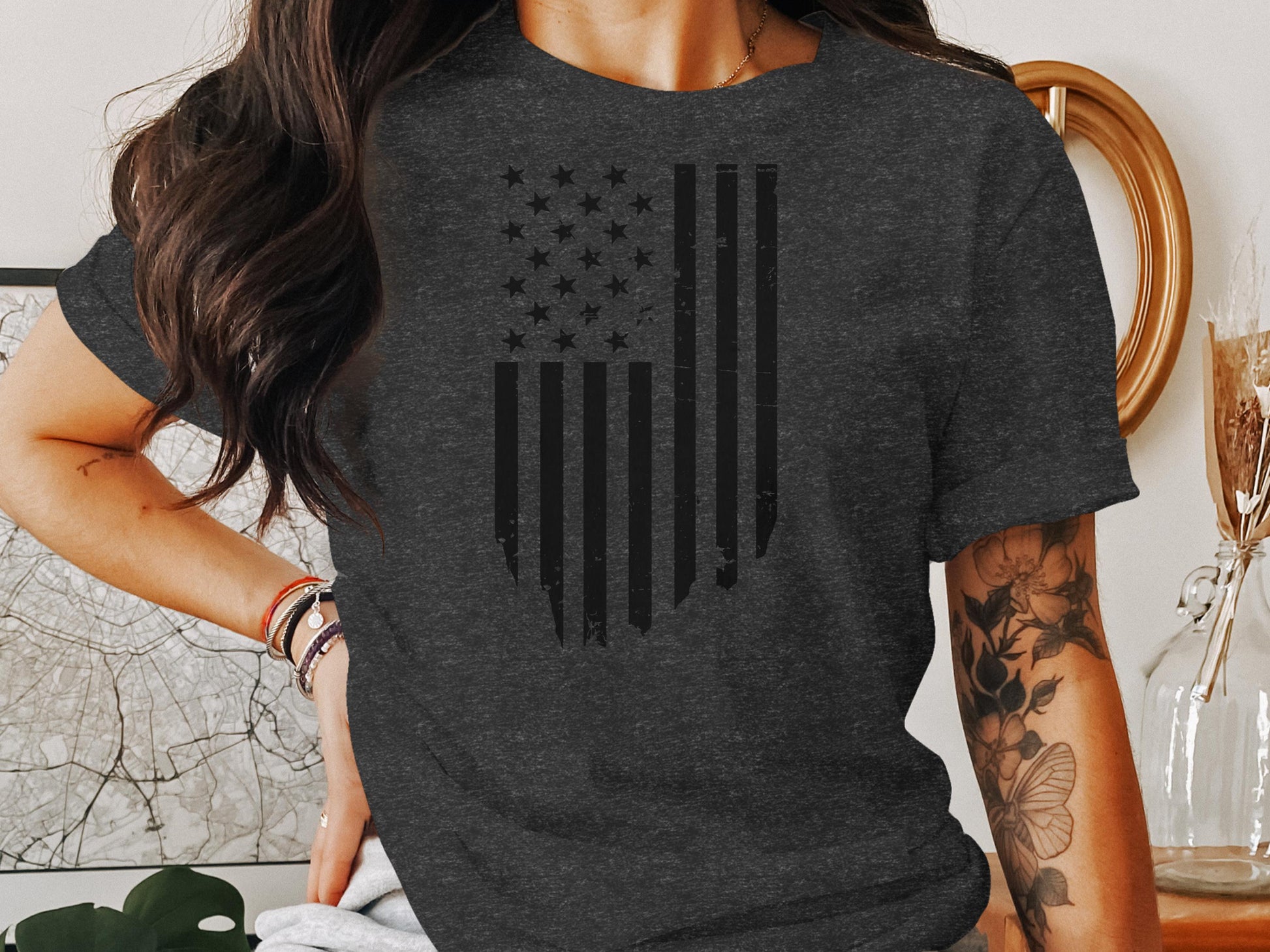 Patriotic Flag Design Charcoal Grey T-Shirt product type