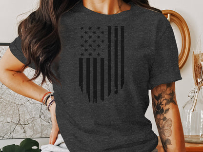 Patriotic Flag Design Charcoal Grey T-Shirt product type