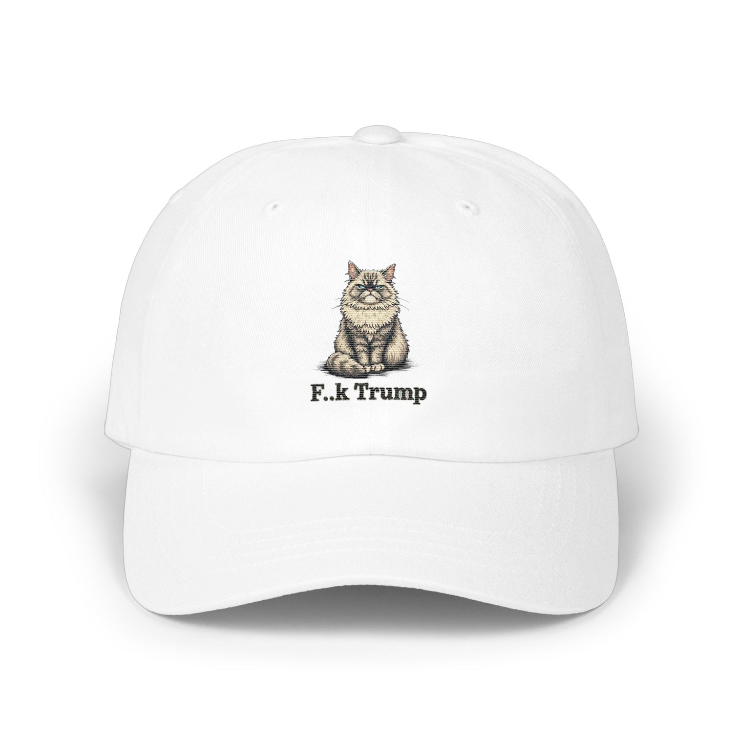 Funny Cat With F.k Trump Embroidery Statement Hat product