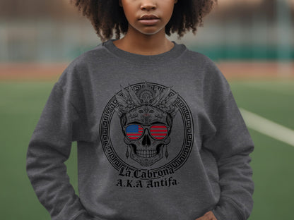 La Cabrona AKA Antifa Skull Graphic Sweatshirt