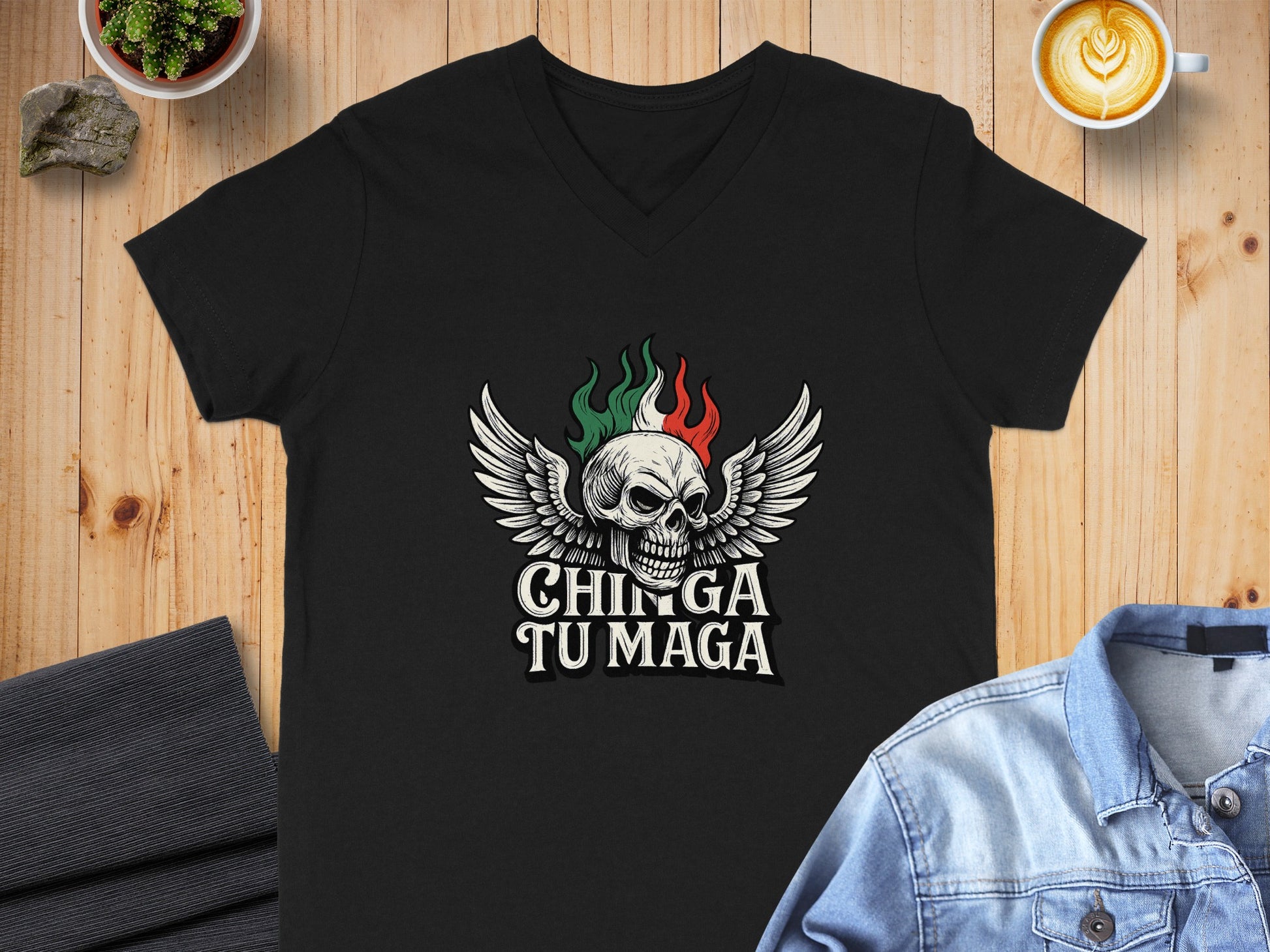 Chinga Tu Maga Skull with Wings Graphic Tee product