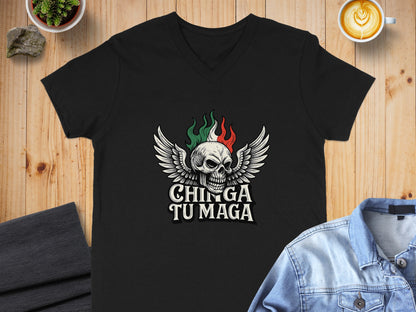 Chinga Tu Maga Skull with Wings Graphic Tee product