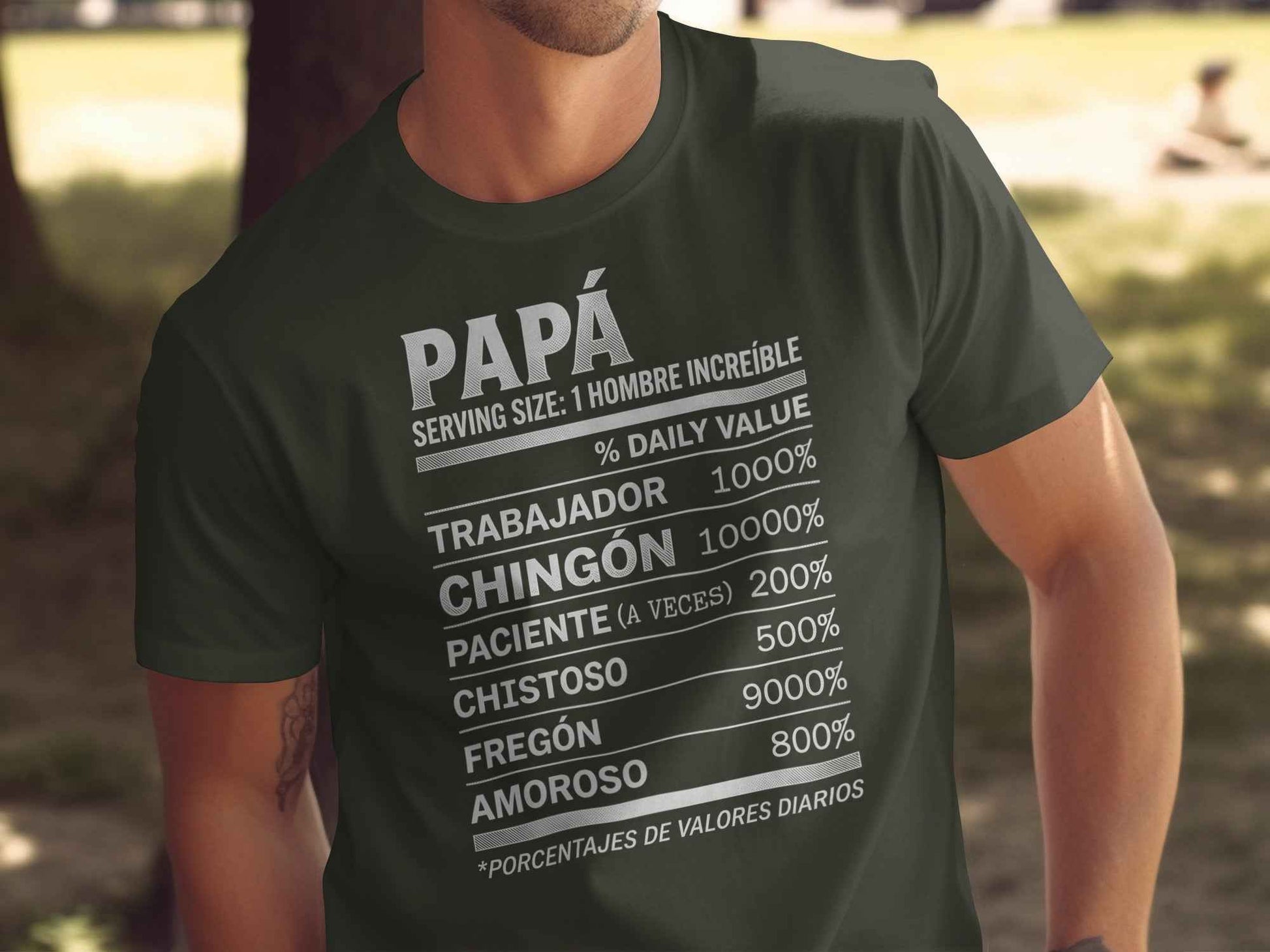 Dia de los Padres: Papa Humor Facts Tee Chingón Papá Daily Values Premium Tee