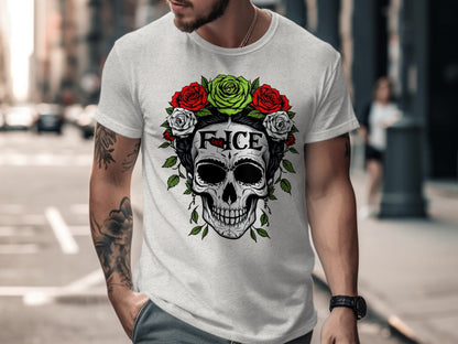 Skull with Roses Graphic Printed Tee shirt product