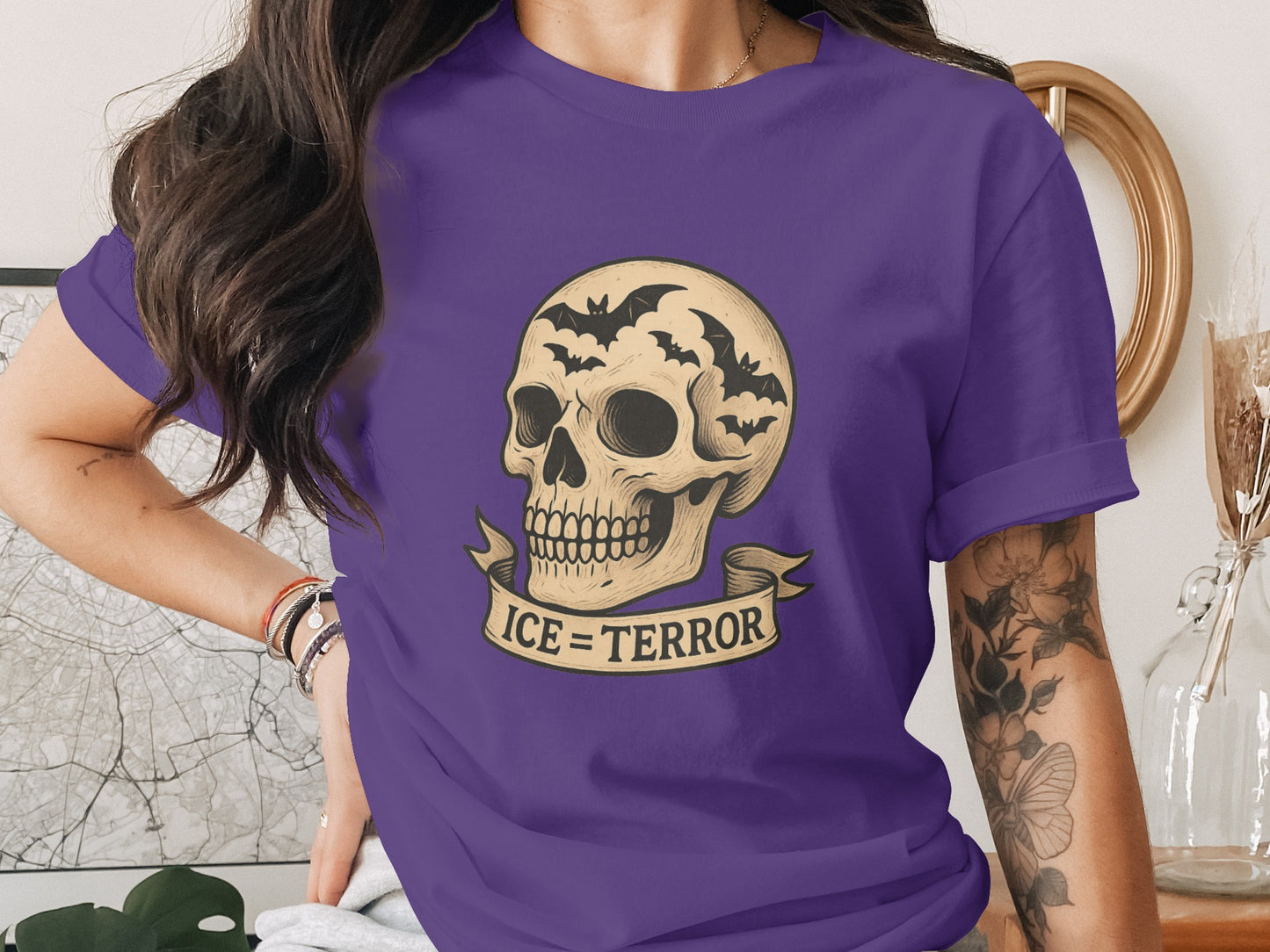Ice Terror Skull Tattoo Print T-shirt product type