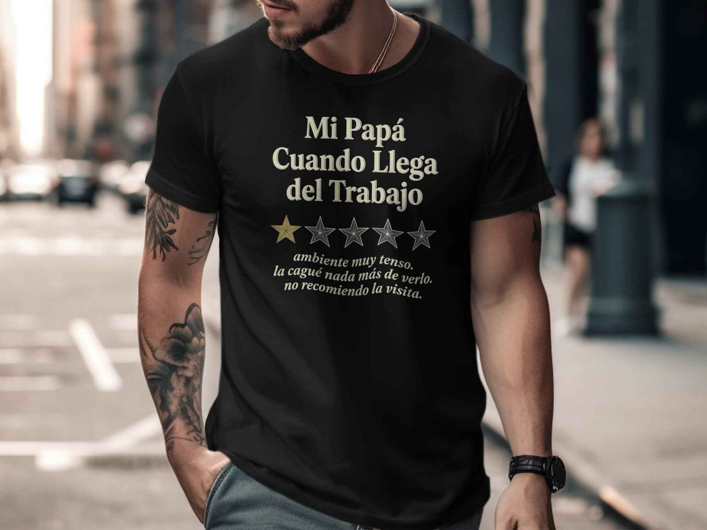 Mi Papá One-Star Review T-Shirt | Funny Dad Gift Mi Papá: La Reseña del Trabajo T-Shirt