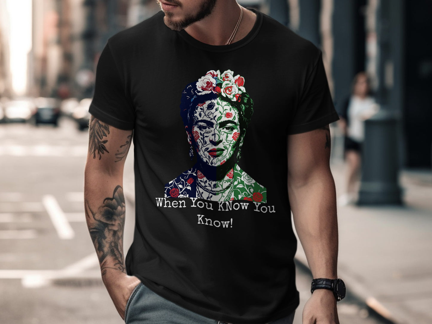 Black t-shirt with Frida Kahlo graphic and "When You Know You Know" text.