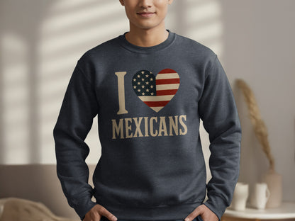 I Love Mexicans with USA Flag Heart Sweatshirt product