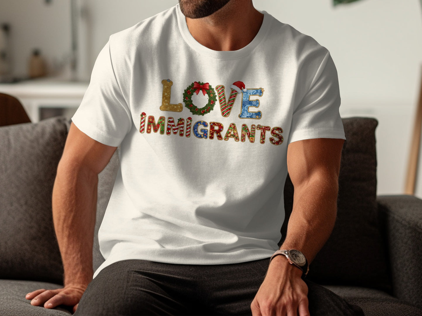 Love Immigrants Festive Design Casual T-Shirt