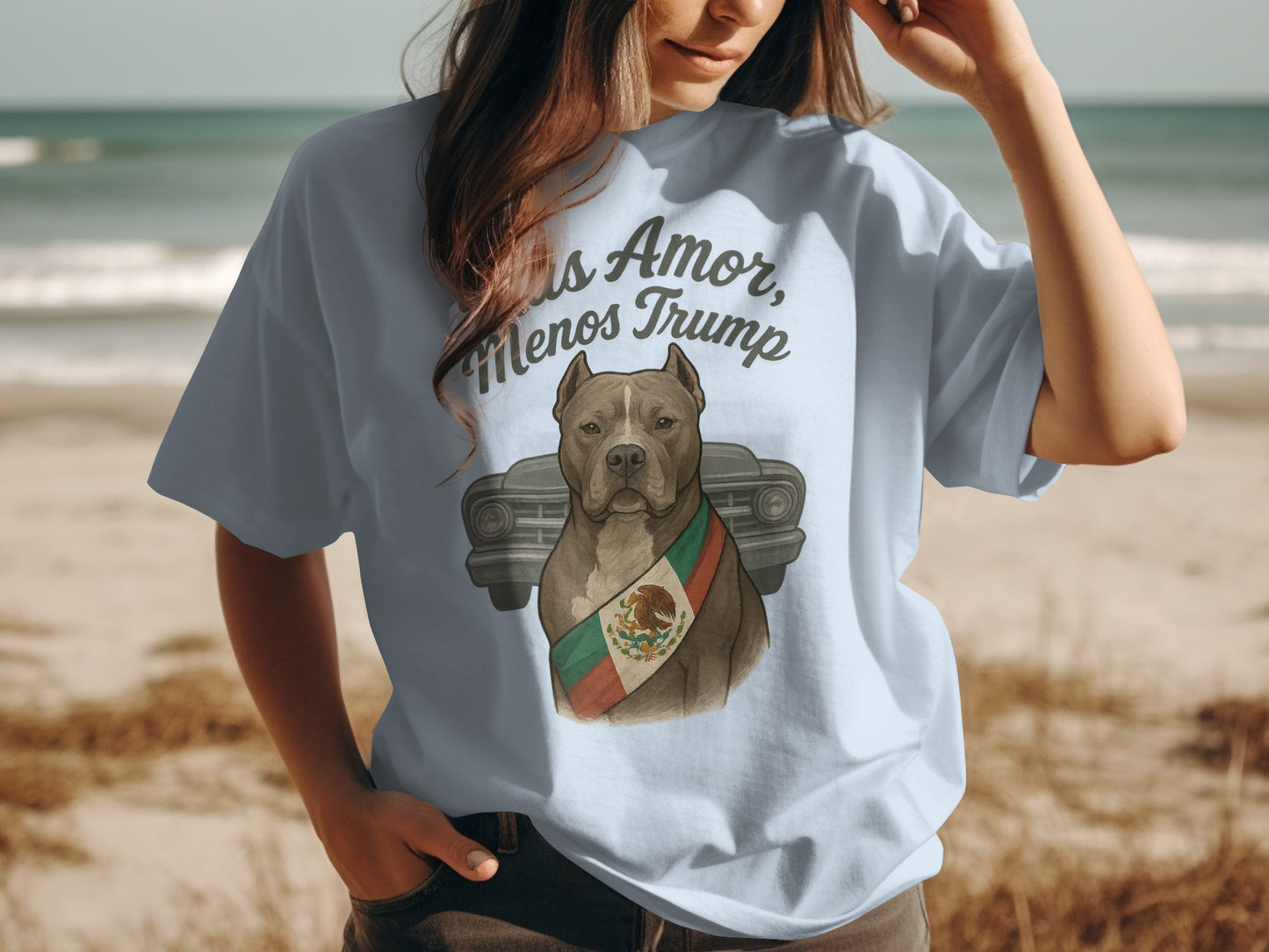 Más Amor Menos Trump Dog Graphic T-Shirt product
