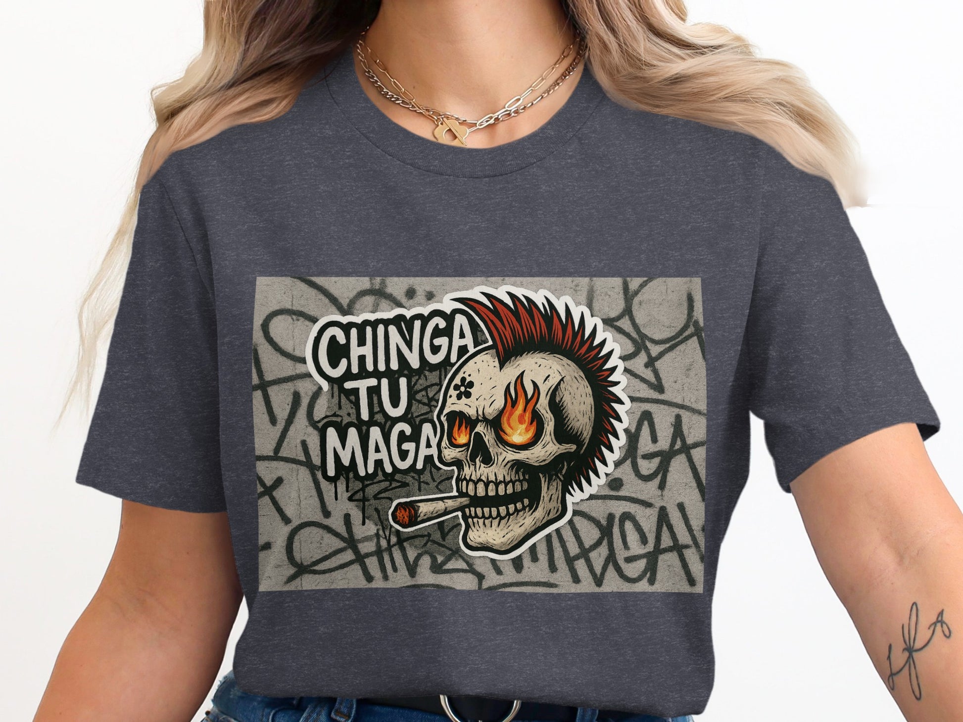 Chinga Tu Maga Graphic Skull Tee product