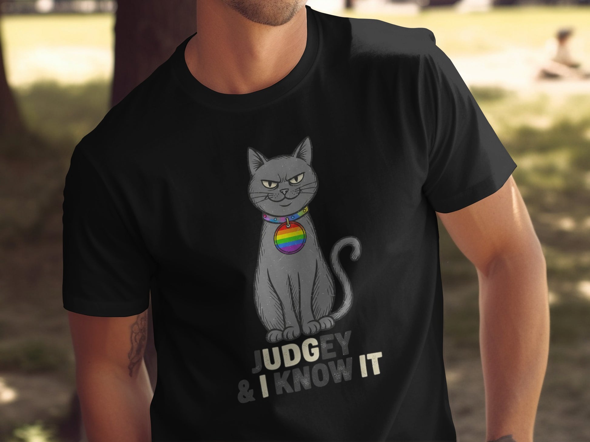Judgey Cat Graphic Shirt Fun Novelty T-Shirt product type