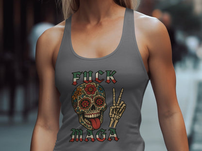 F*** MAGA Graphic Tank Top with Skull Design product