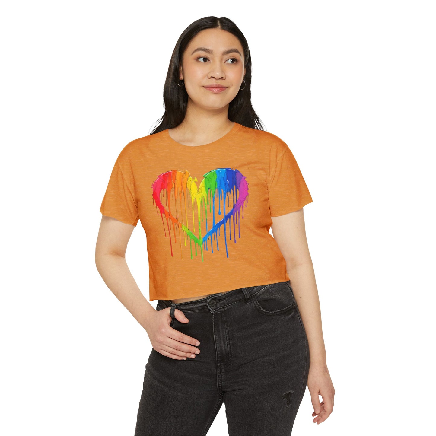 Pride corp top Rainbow Heart Women’s Festival Crop Top - Vibrant and Fun Summer Wear