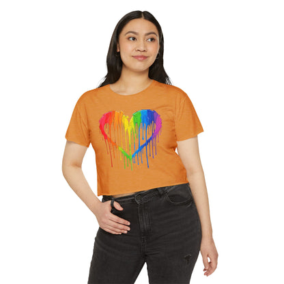 Pride corp top Rainbow Heart Women’s Festival Crop Top - Vibrant and Fun Summer Wear