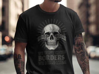 Bold Skull Artwork Man in City T-Shirt