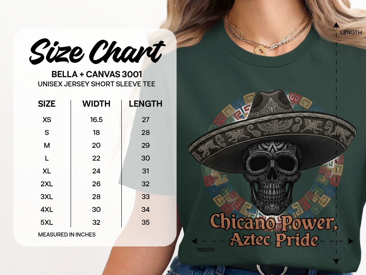 Chicano Power Aztec Pride Skull Graphic Tee