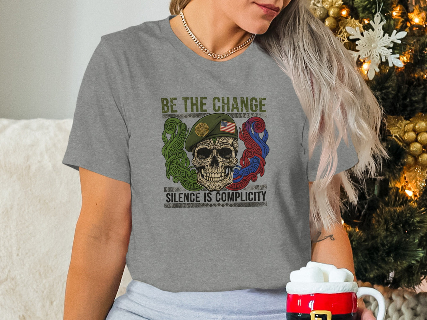 Be The Change Silence is Complicity Skull product