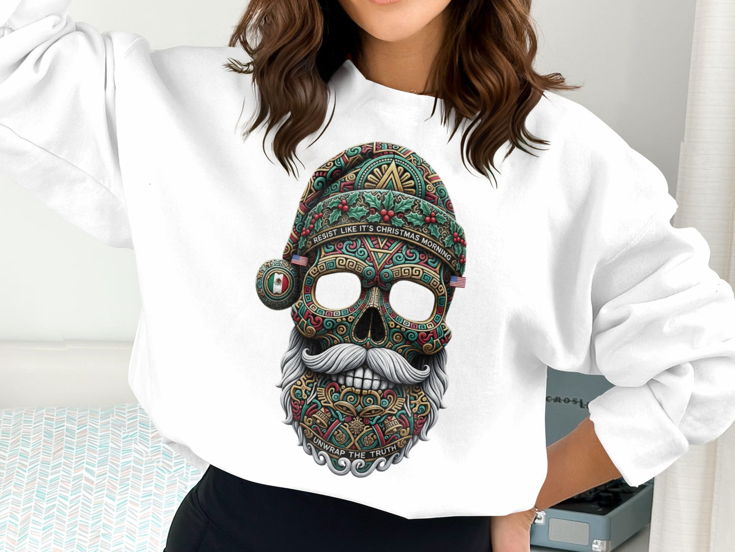 Festive Skull Design Santa Sweater for the Holidays