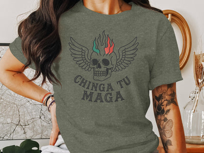 Skull with Wings Chinga Tu Maga Graphic Tee product type