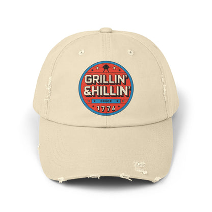 Grillin' Shillin' Unisex Distressed Cap - Casual Outdoor Hat for BBQ Lovers